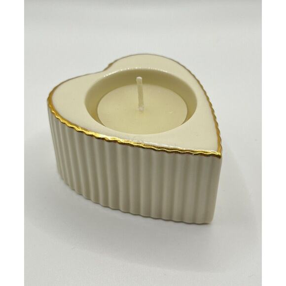Lenox Heart Shaped Tea Light Votive Candleholder Porcelain & Gold Trimming - Picture 1 of 9